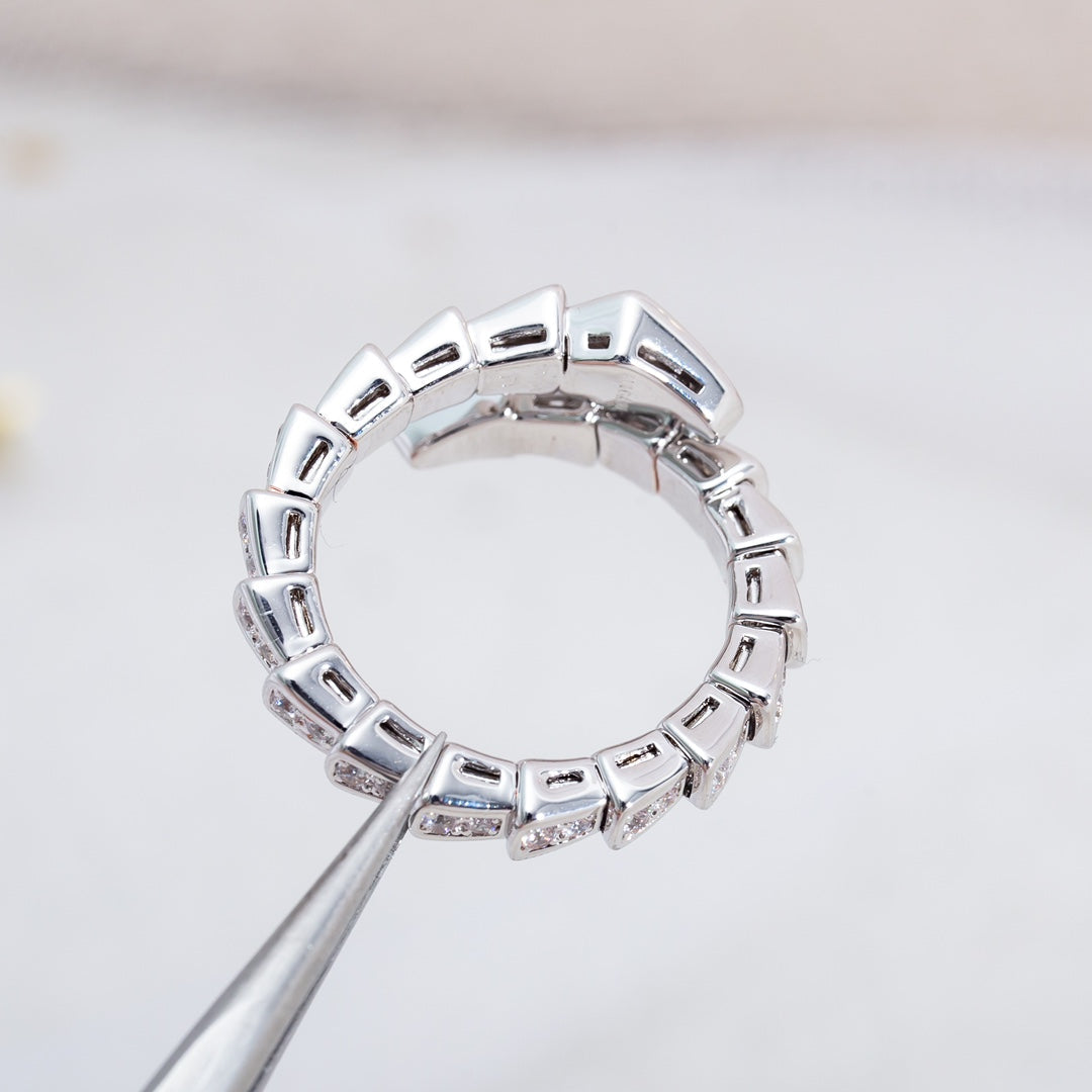 [BLUE TEARS]SERPENTI RING SILVER DIAMOND PAVED 4MM