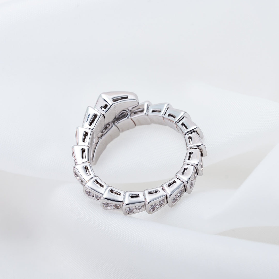 [BLUE TEARS]SERPENTI RING SILVER DIAMOND PAVED 4MM