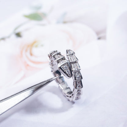 [BLUE TEARS]SERPENTI RING SILVER DIAMOND PAVED 4MM