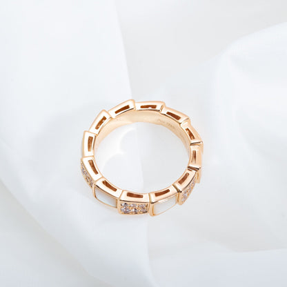 [BLUE TEARS]SERPENTI RING PINK GOLD MOP DIAMOND PAVED 4MM