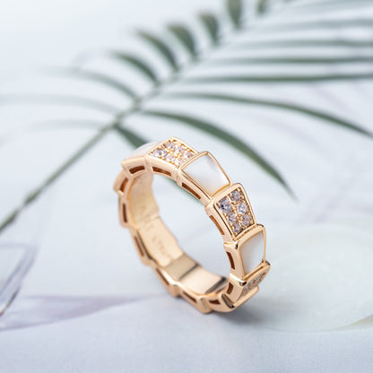 [BLUE TEARS]SERPENTI RING PINK GOLD MOP DIAMOND PAVED 4MM