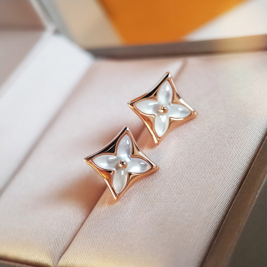 [BLUE TEARS]STAR MOP PINK GOLD EARRINGS