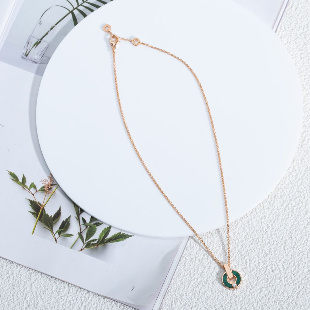 [BLUE TEARS]GARI NECKLACE PINK GOLD MALACHITE