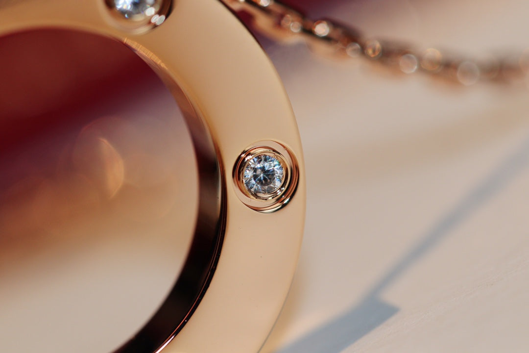 [BLUE TEARS]LOVE NECKLACE 16MM 6 DIAMONDS PINK GOLD