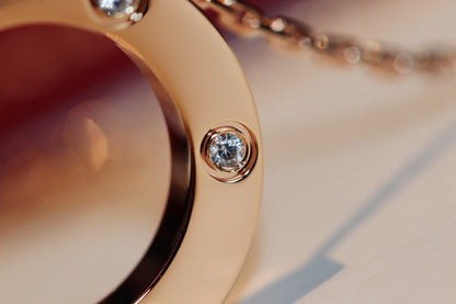 [BLUE TEARS]LOVE NECKLACE 16MM 6 DIAMONDS PINK GOLD