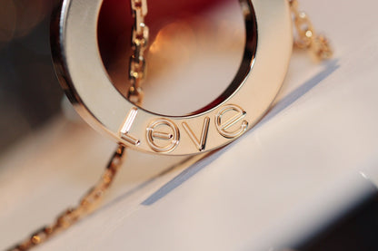 [BLUE TEARS]LOVE NECKLACE 16MM 6 DIAMONDS PINK GOLD