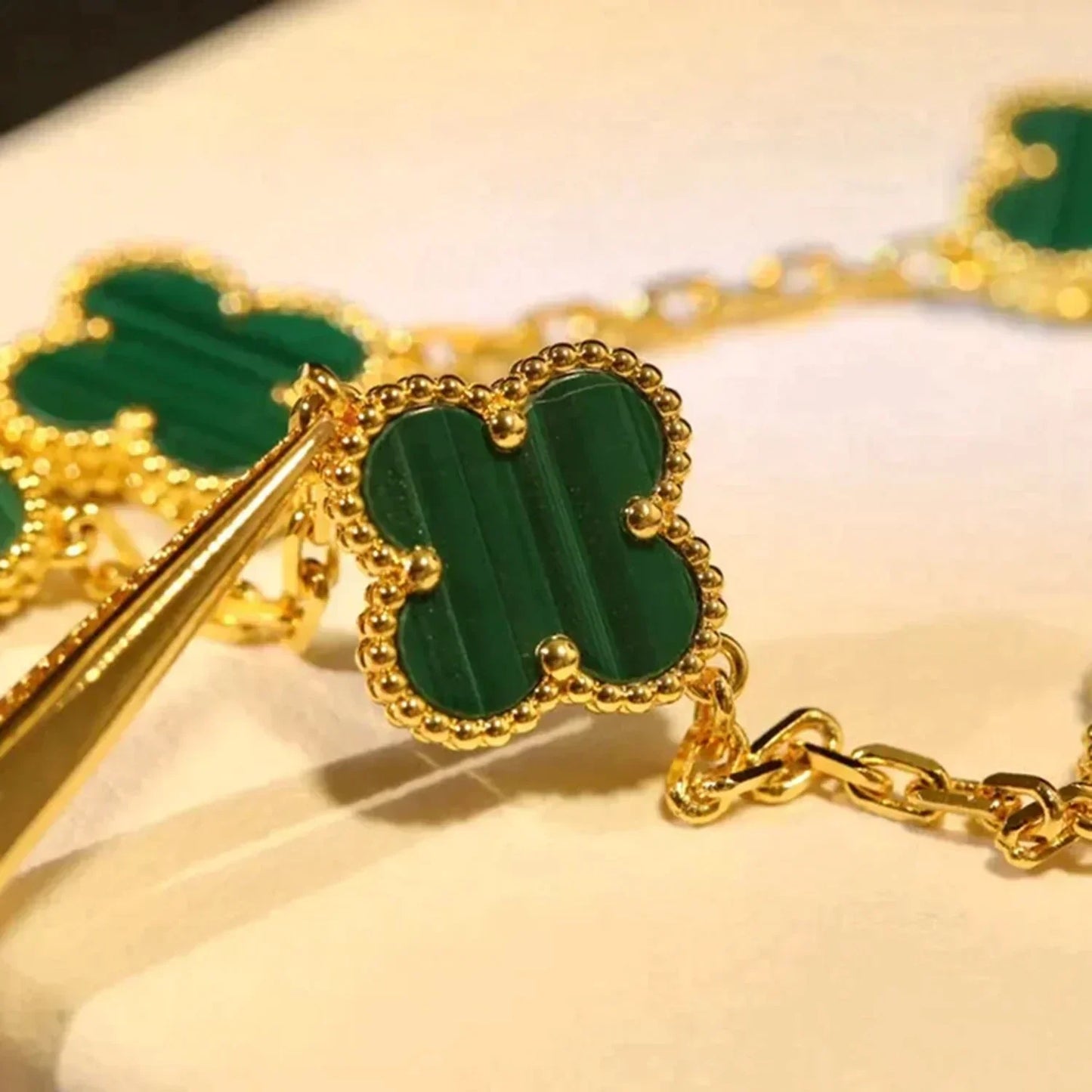 [BLUE TEARS]CLOVER 5 MOTIFS MALACHITE BRACELET