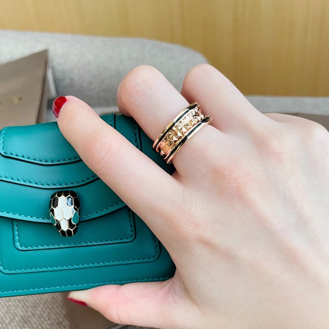 [BLUE TEARS]ZERO 1 PINK GOLD BLACK CERAMIC RING