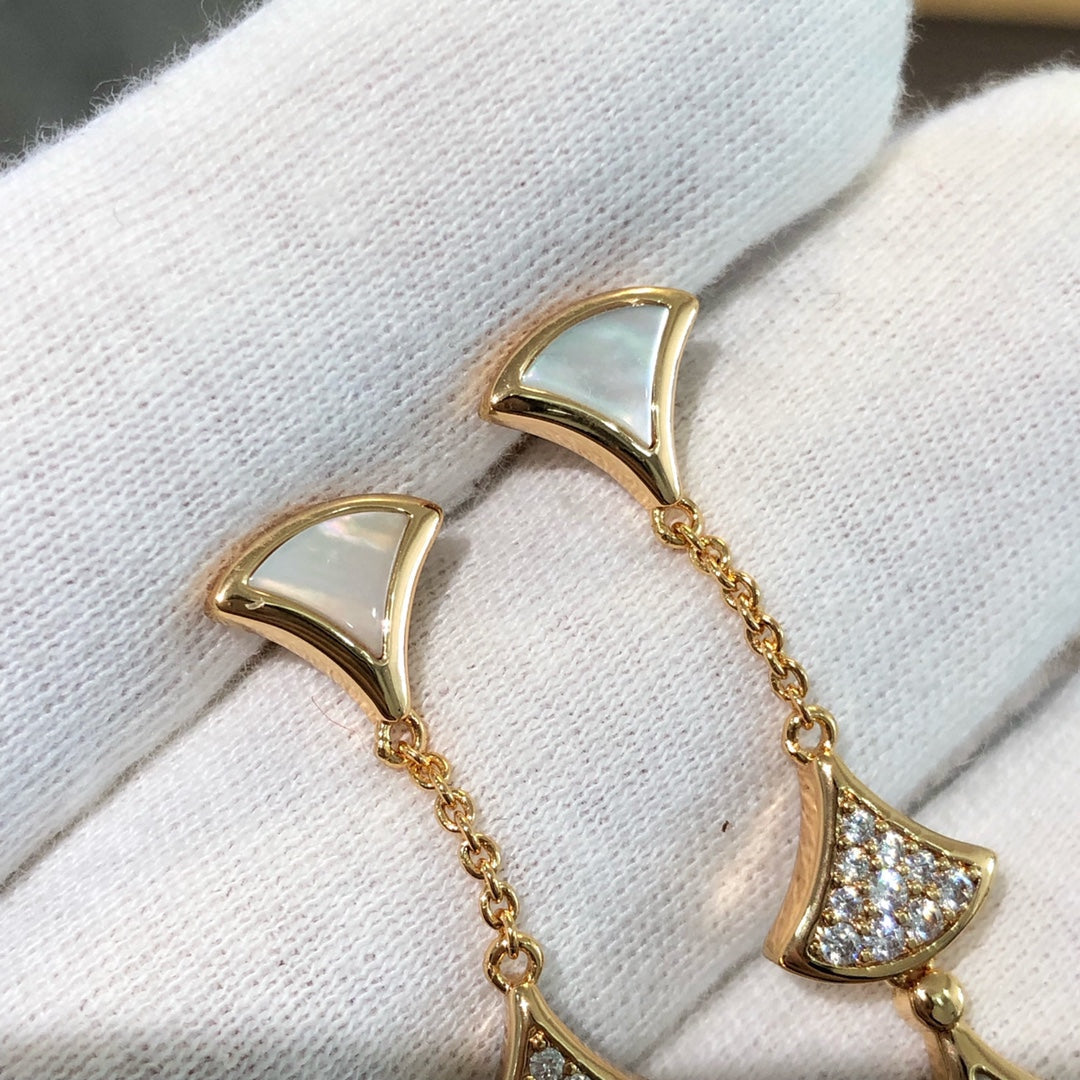 [BLUE TEARS]DREAM EARRINGS 3 MOTIFS DIAMOND MOP PINK GOLD
