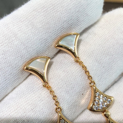[BLUE TEARS]DREAM EARRINGS 3 MOTIFS DIAMOND MOP PINK GOLD