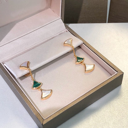 [BLUE TEARS]DREAM EARRINGS 3 MOTIFS MALACHITE MOP PINK GOLD