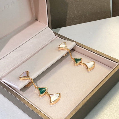 [BLUE TEARS]DREAM EARRINGS 3 MOTIFS MALACHITE MOP PINK GOLD