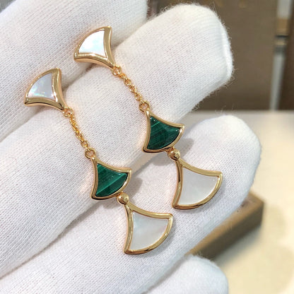 [BLUE TEARS]DREAM EARRINGS 3 MOTIFS MALACHITE MOP PINK GOLD
