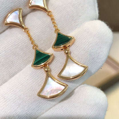 [BLUE TEARS]DREAM EARRINGS 3 MOTIFS MALACHITE MOP PINK GOLD