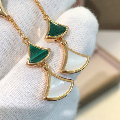 [BLUE TEARS]DREAM EARRINGS 3 MOTIFS MALACHITE MOP PINK GOLD