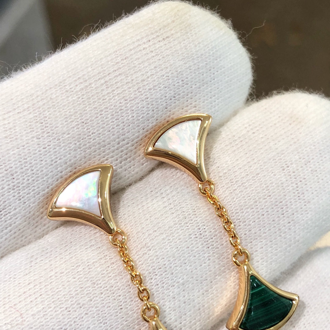 [BLUE TEARS]DREAM EARRINGS 3 MOTIFS MALACHITE MOP PINK GOLD