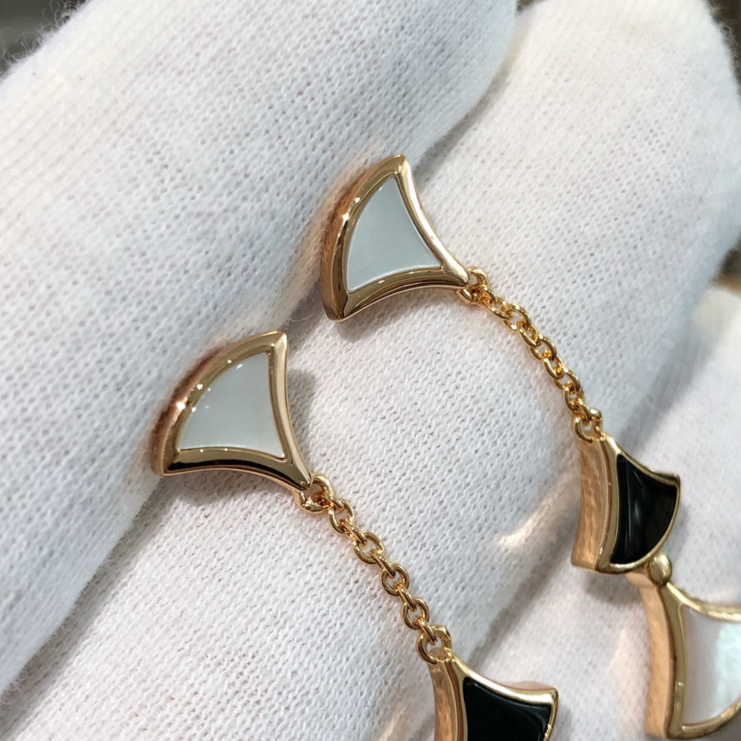 [BLUE TEARS]DREAM EARRINGS 3 MOTIFS ONYX MOP PINK GOLD