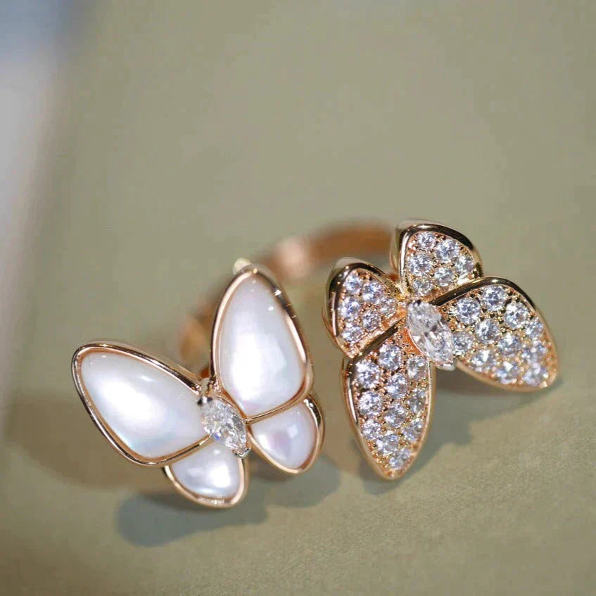 [BLUE TEARS]TWIN BUTTERFLY DIAMOND MOP RING