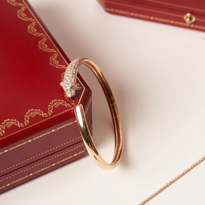 [BLUE TEARS]PANTHERE ROSE GOLD DIAMOND OPEN BRACELET