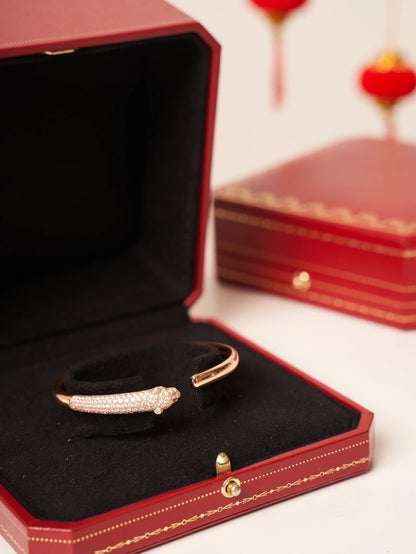 [BLUE TEARS]PANTHERE ROSE GOLD DIAMOND OPEN BRACELET
