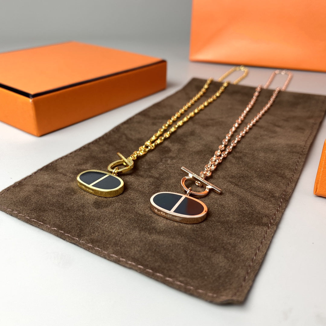[BLUE TEARS]CHAINE VERSO BLACK CERAMIC NECKLACE
