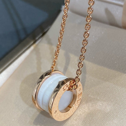 [BLUE TEARS]ZERO 1 WHITE CERAMIC PINK GOLD NECKLACE