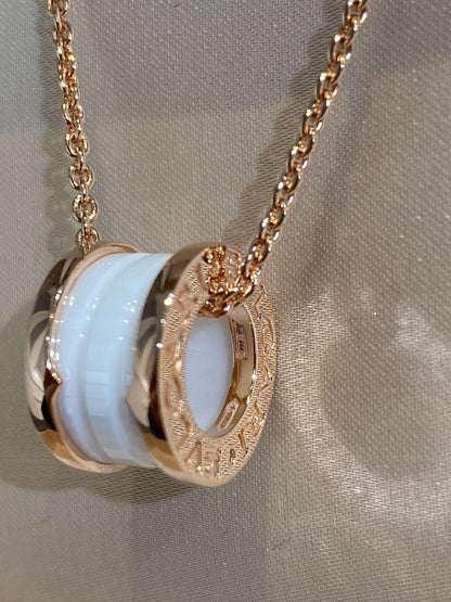 [BLUE TEARS]ZERO 1 WHITE CERAMIC PINK GOLD NECKLACE