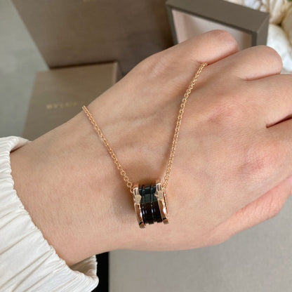 [BLUE TEARS]ZERO 1 BLACK CERAMIC PINK GOLD NECKLACE