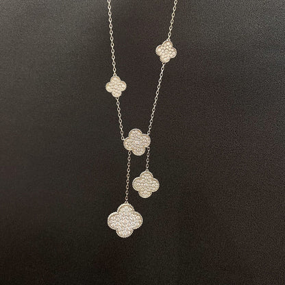 [BLUE TEARS]CLOVER 5 MOTIFS SILVER DIAMONDS NECKLACE