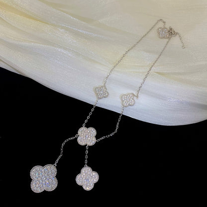 [BLUE TEARS]CLOVER 5 MOTIFS SILVER DIAMONDS NECKLACE