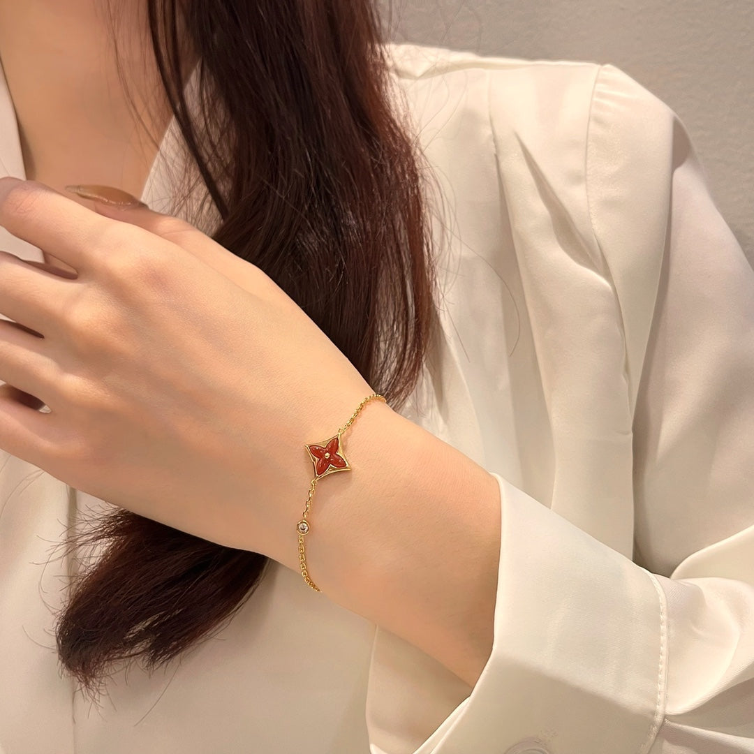[BLUE TEARS]COLOR STAR CARNELIAN PINK GOLD DIAMOND BRACELET