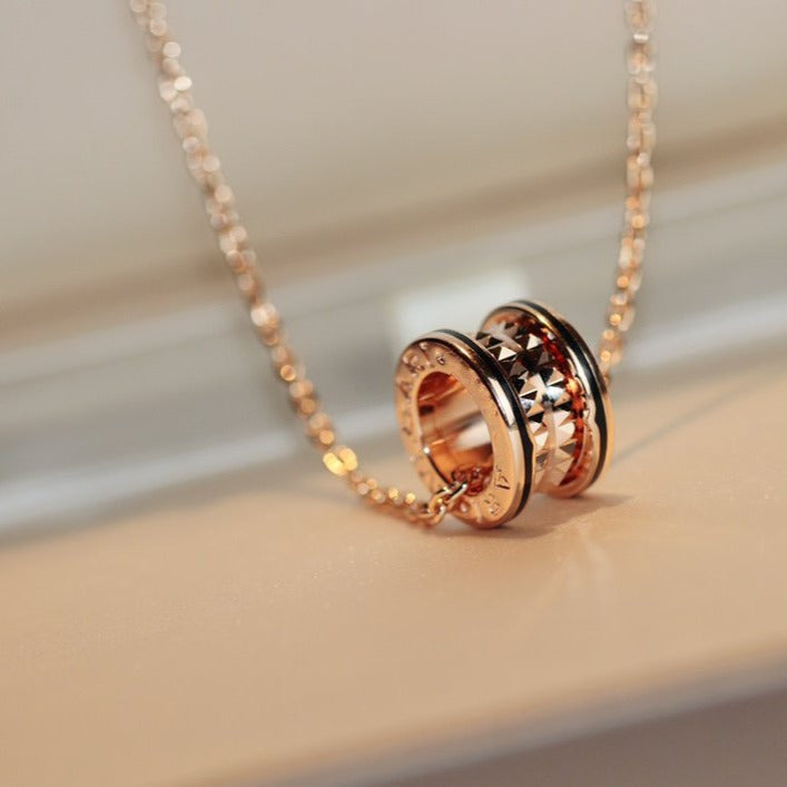 [BLUE TEARS]ZERO 1 ROCK PEDANT PINK GOLD BLACK NECKLACE