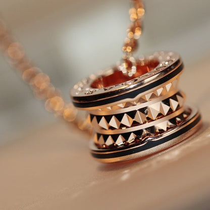 [BLUE TEARS]ZERO 1 ROCK PEDANT PINK GOLD BLACK NECKLACE