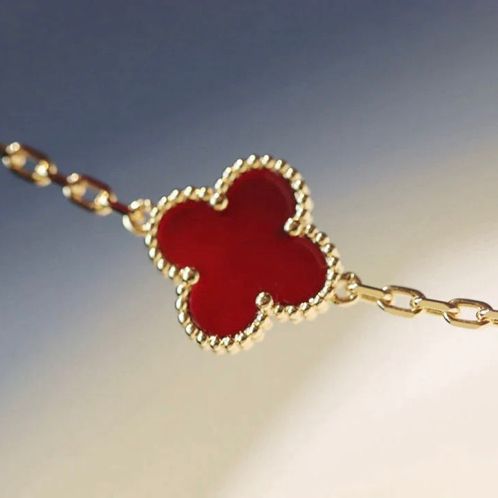 [BLUE TEARS]CLOVER 20 MOTIFS CARNELIAN NECKLACE