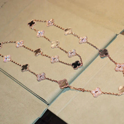 [BLUE TEARS]CLOVER 20 MOTIFS DARK MOP DIAMOND  NECKLACE