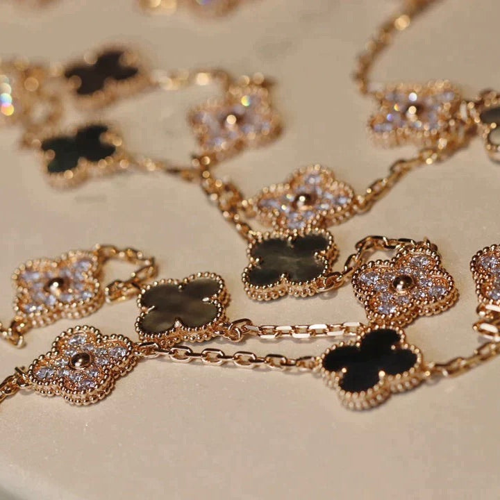 [BLUE TEARS]CLOVER 20 MOTIFS DARK MOP DIAMOND  NECKLACE