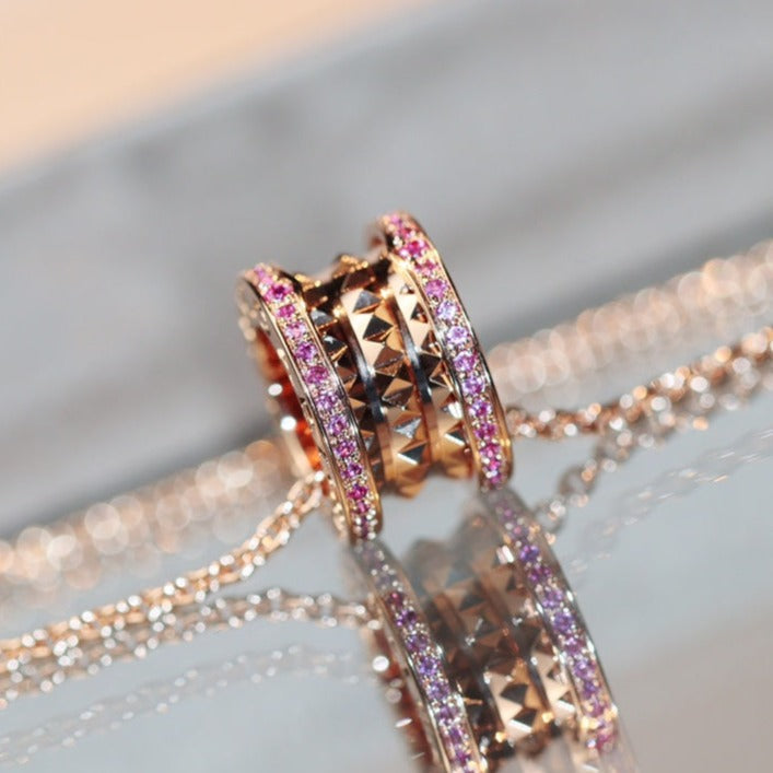 [BLUE TEARS]ZERO 1 ROCK PINK GOLD PINK DIAMOND NECKLACE