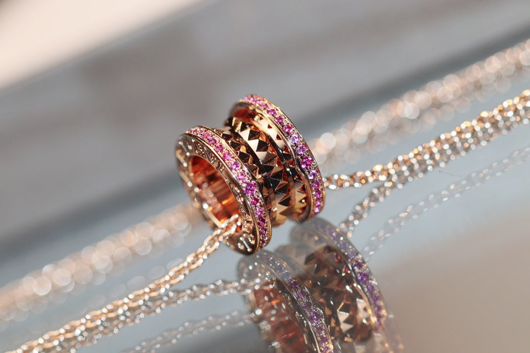 [BLUE TEARS]ZERO 1 ROCK PINK GOLD PINK DIAMOND NECKLACE