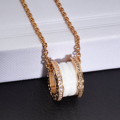 [BLUE TEARS]ZERO 1 WHITE CERAMIC PINK GOLD DIAMOND NECKLACE