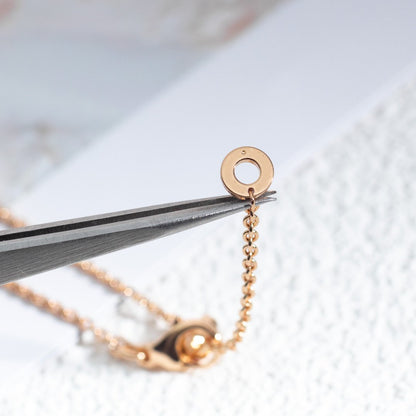 [BLUE TEARS]ZERO 1 WHITE CERAMIC PINK GOLD DIAMOND NECKLACE