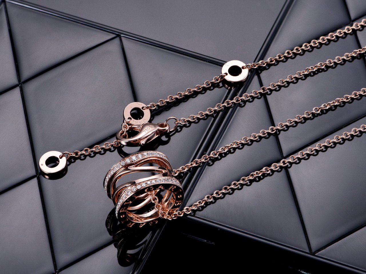 [BLUE TEARS]ZERO 1 PINK GOLD DIAMOND OPEN NECKLACE