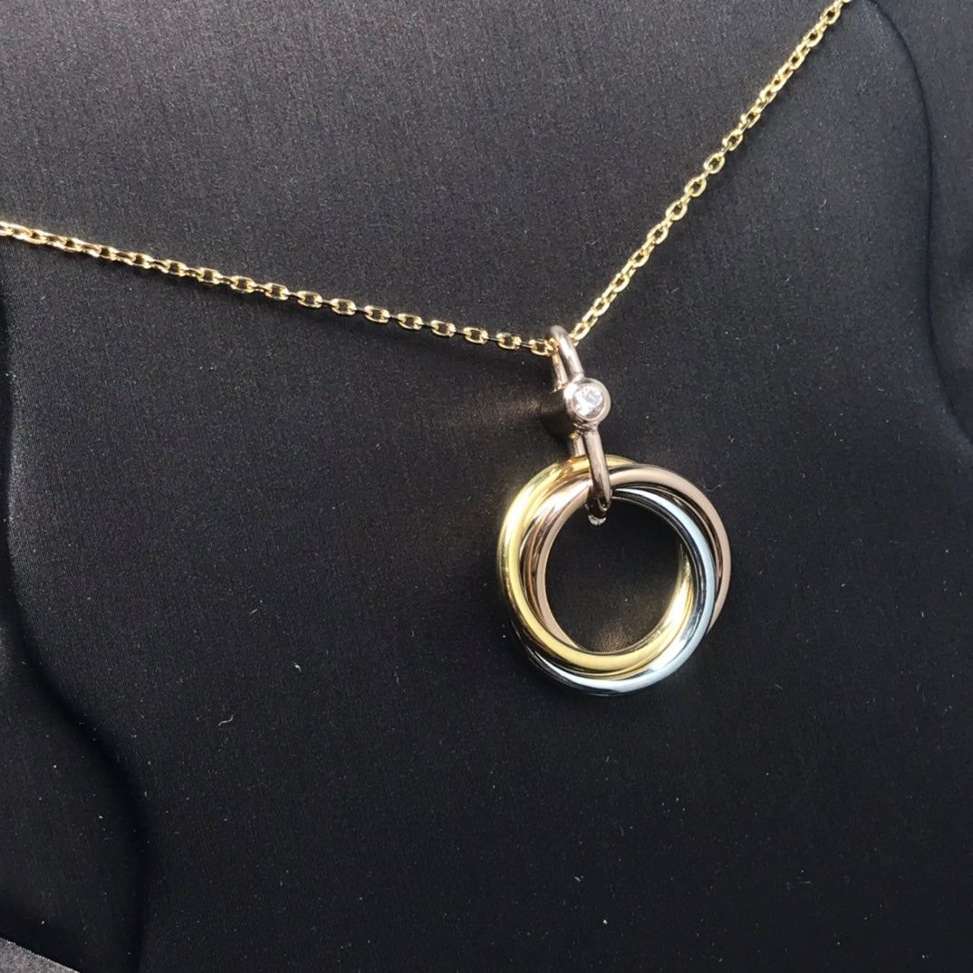[BLUE TEARS]TRINITY SILVER GOLD PINK GOLD NECKLACE