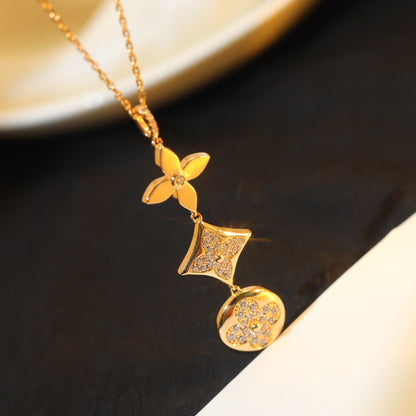 [BLUE TEARS]STAR AND SUN DIAMOND PINK GOLD NECKLACE