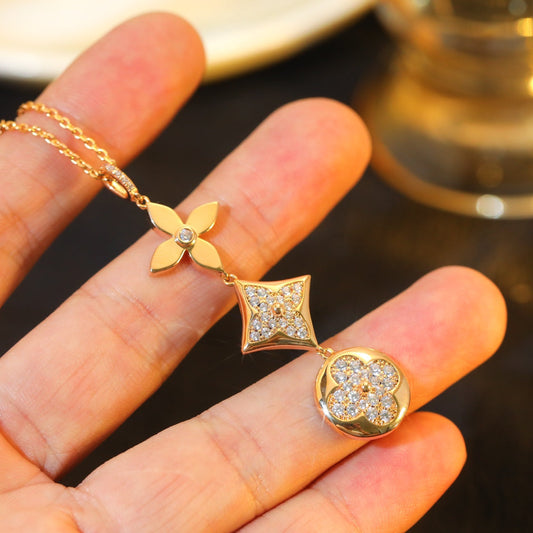 [BLUE TEARS]STAR AND SUN DIAMOND PINK GOLD NECKLACE