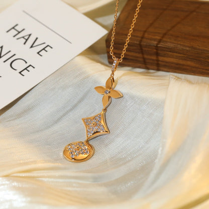 [BLUE TEARS]STAR AND SUN DIAMOND PINK GOLD NECKLACE