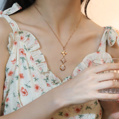[BLUE TEARS]STAR AND SUN DIAMOND PINK GOLD NECKLACE