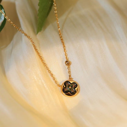 [BLUE TEARS]SUN PEDANT PINK GOLD 1 DIAMOND NECKLACE