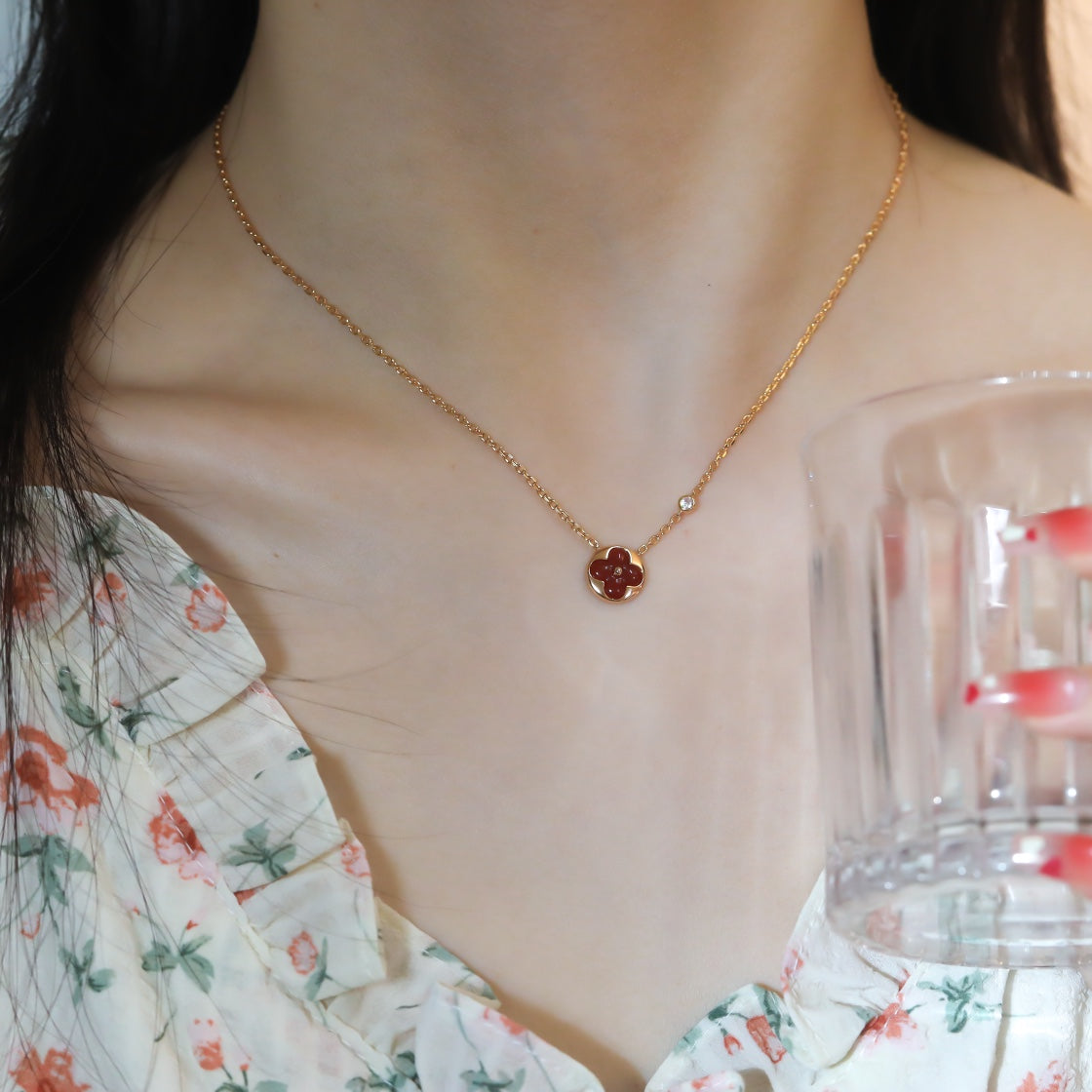 [BLUE TEARS]SUN PEDANT PINK GOLD 1 DIAMOND NECKLACE
