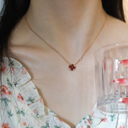 [BLUE TEARS]SUN PEDANT PINK GOLD 1 DIAMOND NECKLACE