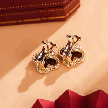 [BLUE TEARS]CLOVER MEDIUM 1 MOTIFS CARNELIAN  EARRINGS